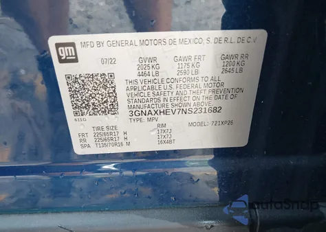 2022 Chevrolet Equinox Fwd Ls z USA, uszkodzony, nr VIN 3GNAXHEV7NS231682